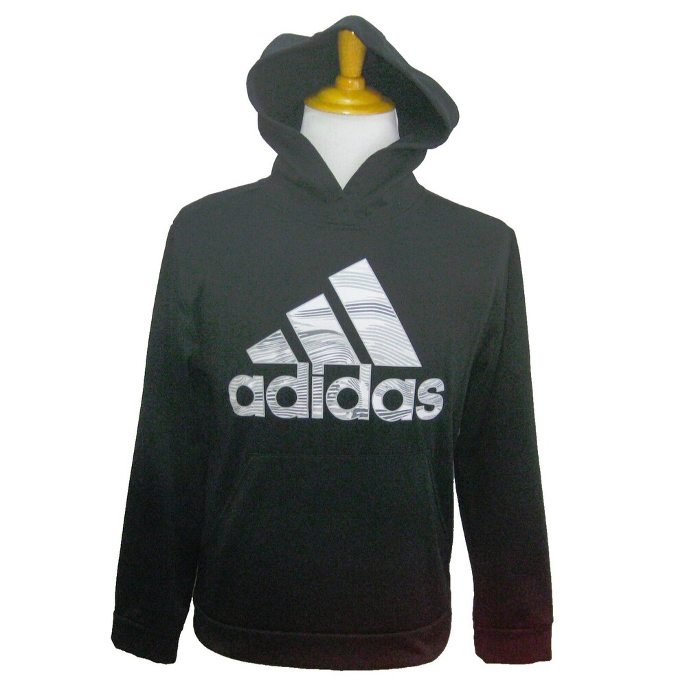 ADIDAS Boy's (Size Youth XL 18/20) Black Hoodie Graphic Logo Hooded Sweatshirt